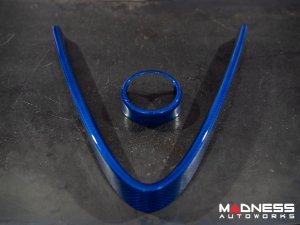 Alfa Romeo Giulia Front V Shield Grill Frame + Emblem Frame Kit - Carbon Fiber - Blue Candy